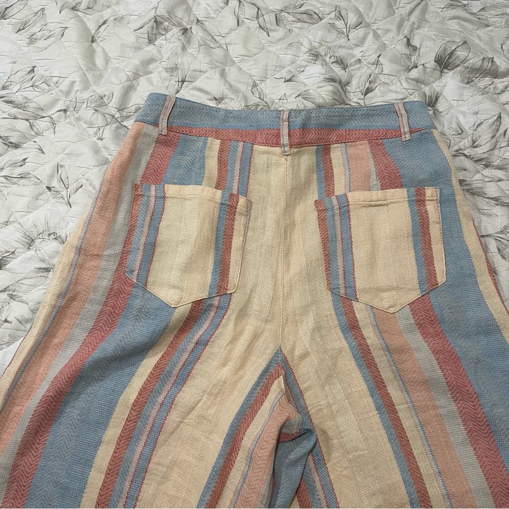 Anthropologie Pastel Striped Wide Leg Pants - Picture 4 of 7